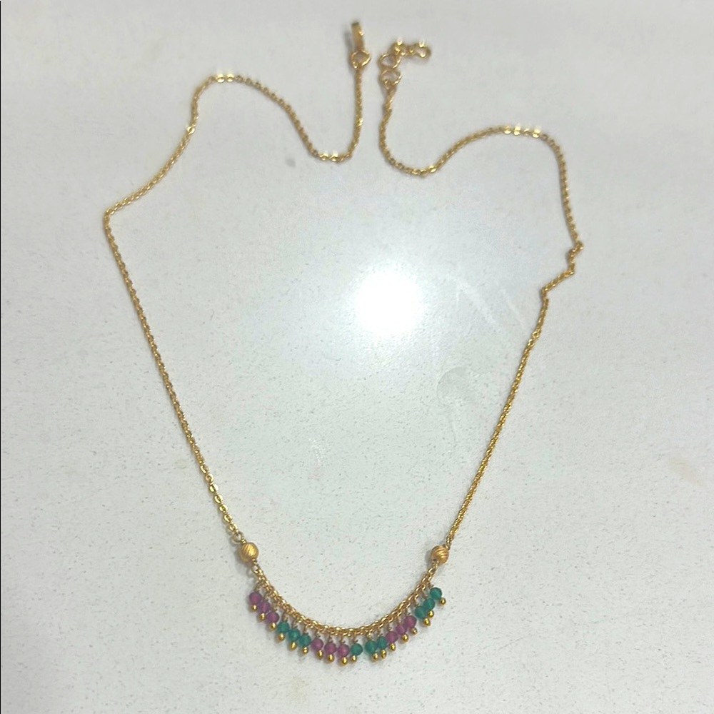 Elegant Gold Necklace with Multicolor Beads